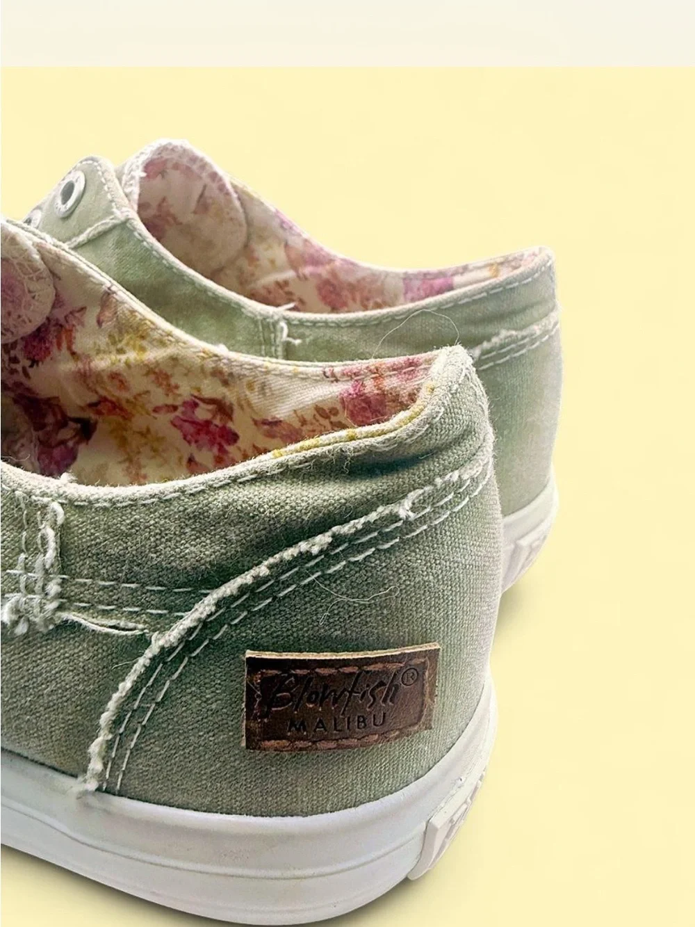 Women's Olive Slip-On Canvas Sneakers with White Sole
